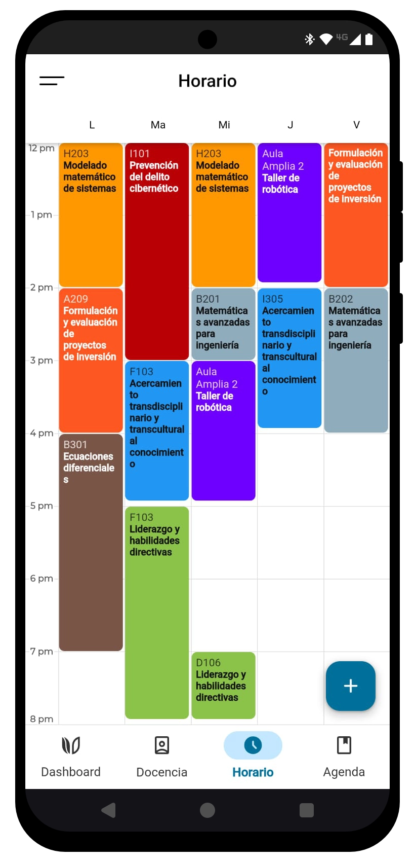 Preview del horario en Usual app