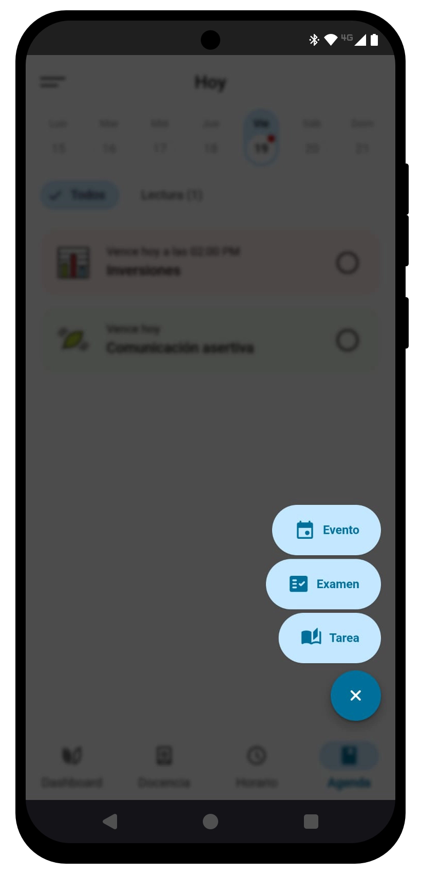 Preview de la vista agenda en Usual app